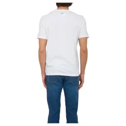 Ribbet Crew Neck Hvit T-skjorte