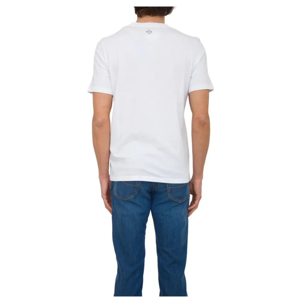 Ribbet Crew Neck Hvit T-skjorte