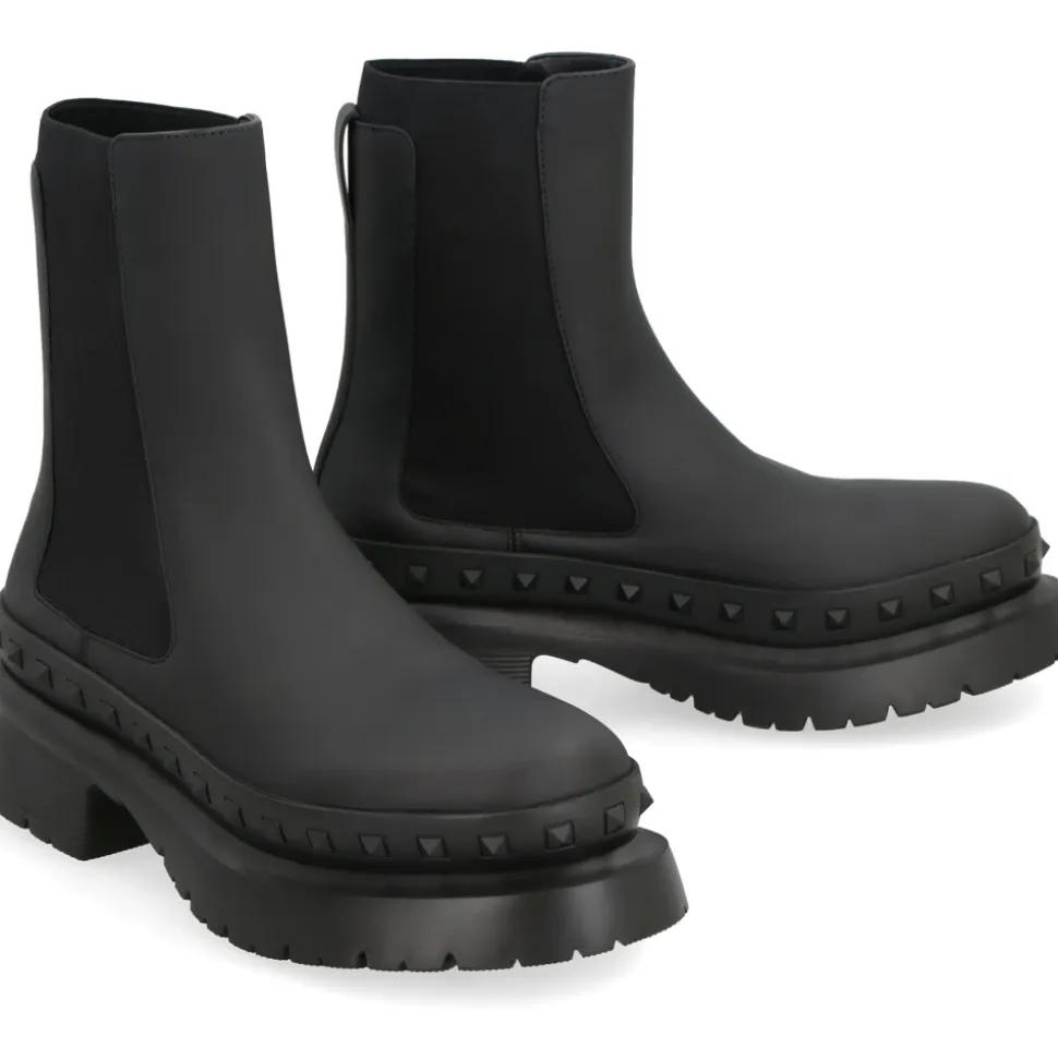 Rockstud M-Way Leather Chelsea Boots