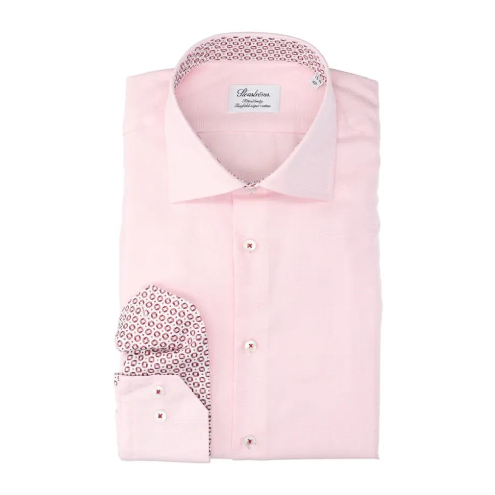 Rosa Houndstooth Kontrastskjorte