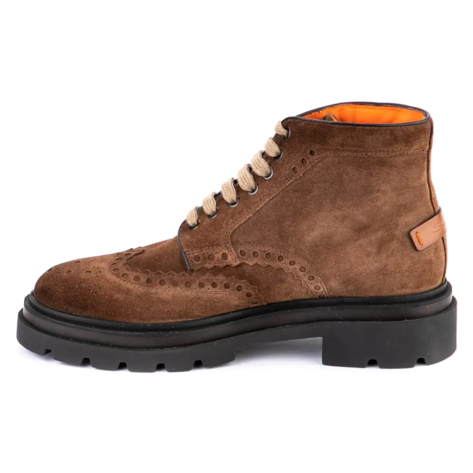Semskede ankelstøvletter med snøring