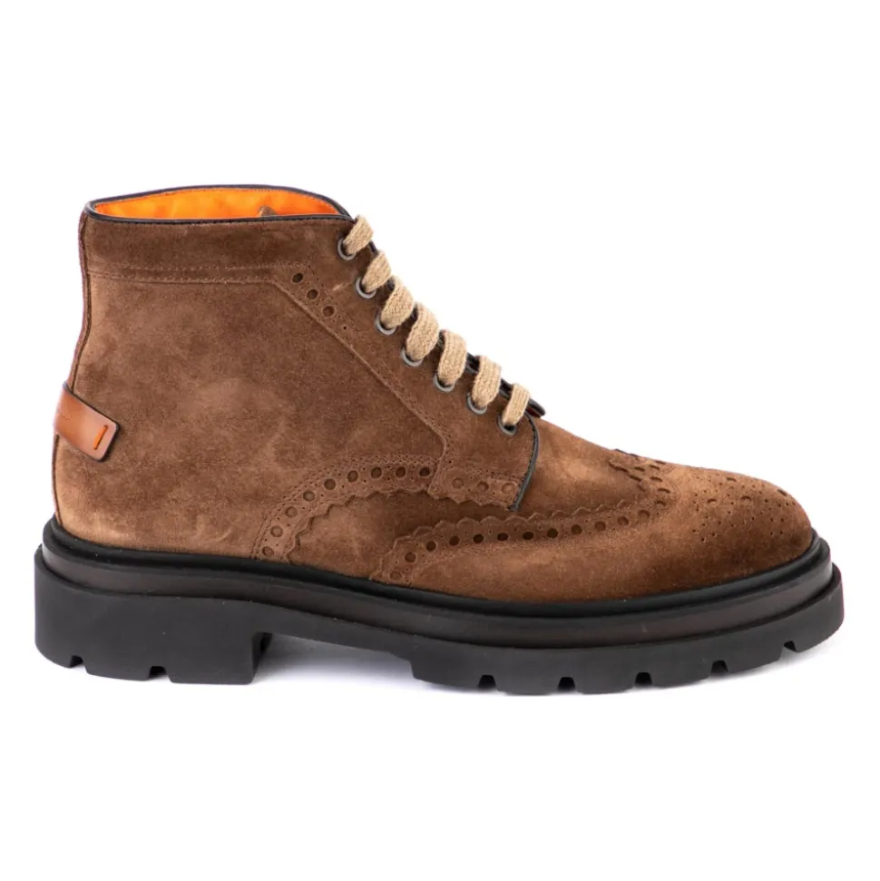 Semskede ankelstøvletter med snøring