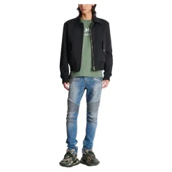 Slim-fit biker jeans i blå denim