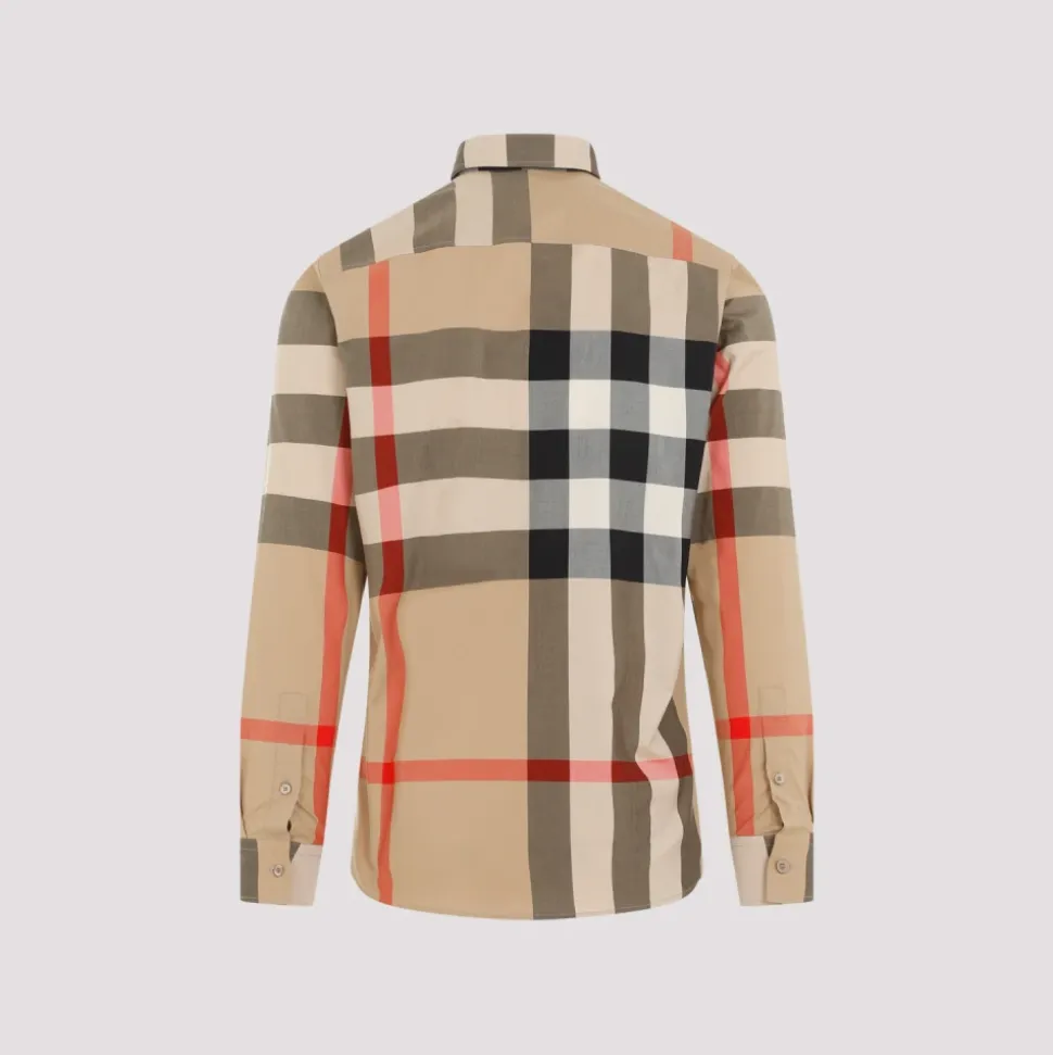 Slim Fit Rutete Bomullsskjorte