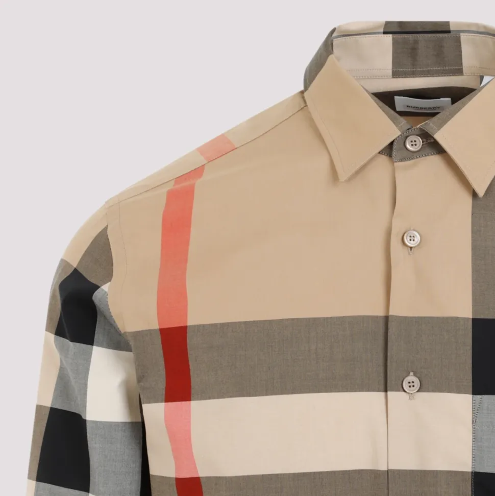 Slim Fit Rutete Bomullsskjorte