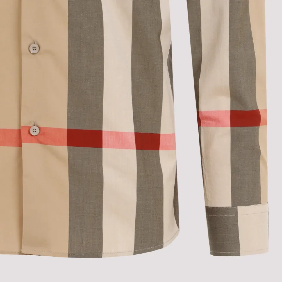 Slim Fit Rutete Bomullsskjorte
