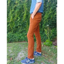 Slim Fit Velvet Cotton Chino Pants