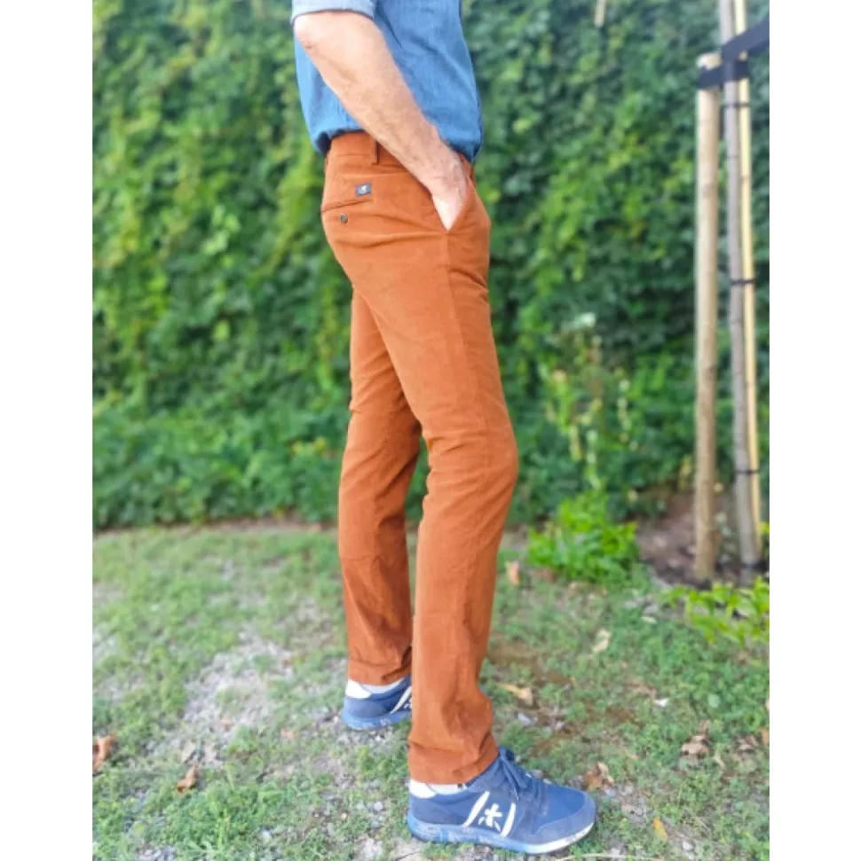 Slim Fit Velvet Cotton Chino Pants