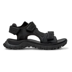Sorte flate sandaler for menn