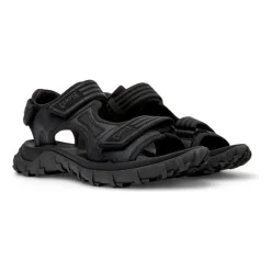 Sorte flate sandaler for menn