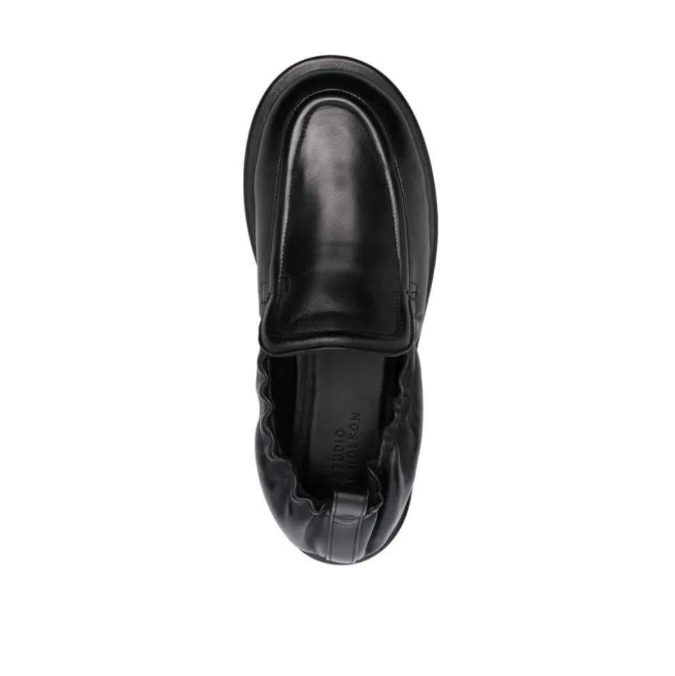 Sort Elastisk Bak Loafer Derby Sko