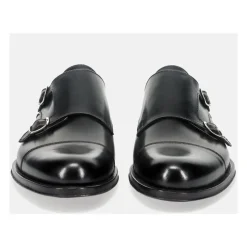 Sorte Monk Strap Skinn Sko