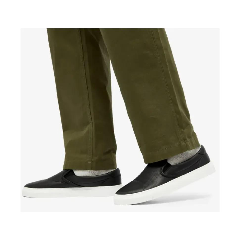 Sort Nappa Skinn Slip-On Sneakers