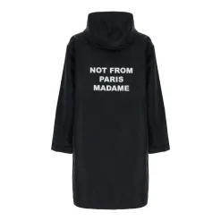 Sort Parka Kåpe med Logo Detaljer