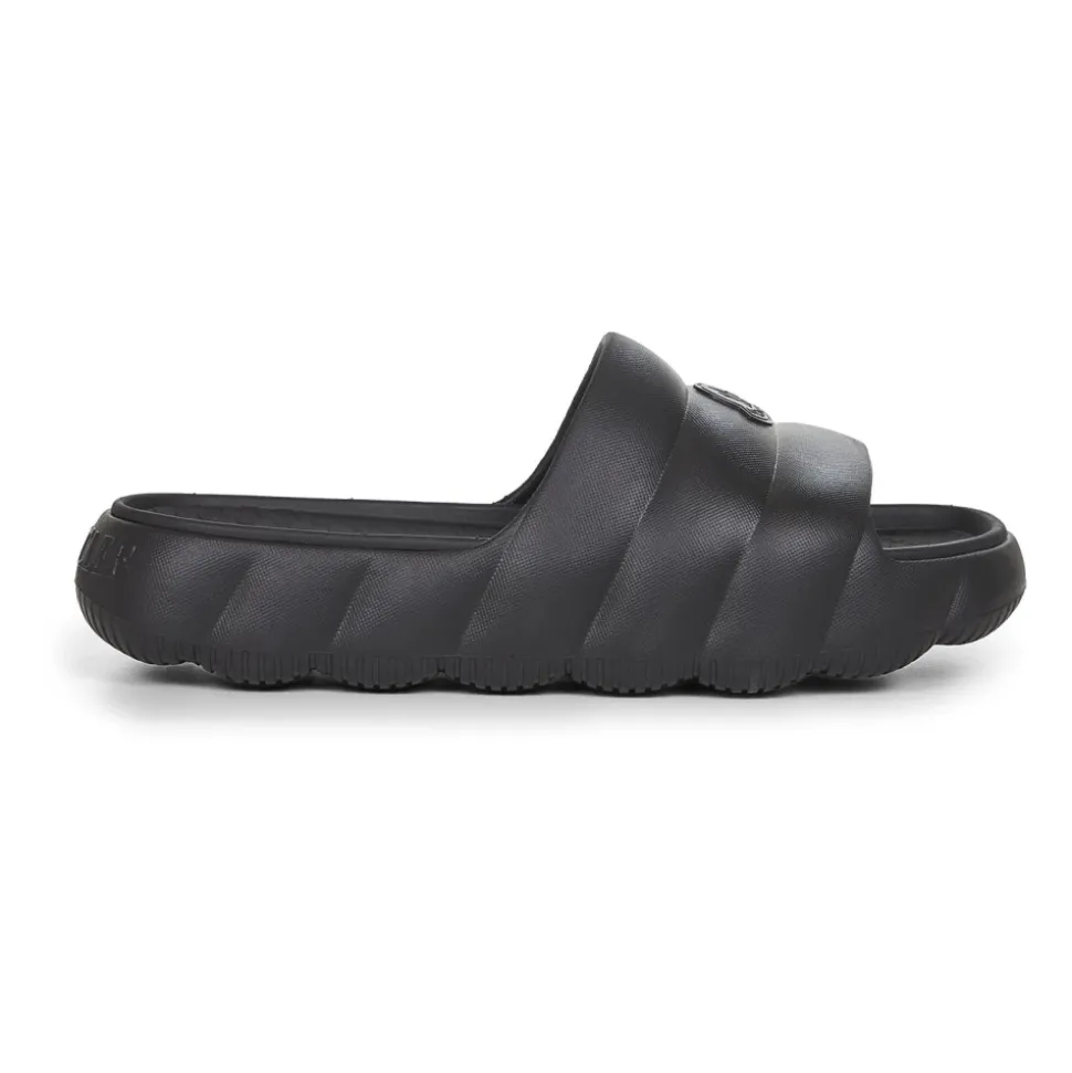 Sort Quiltet Slip-On Sandaler