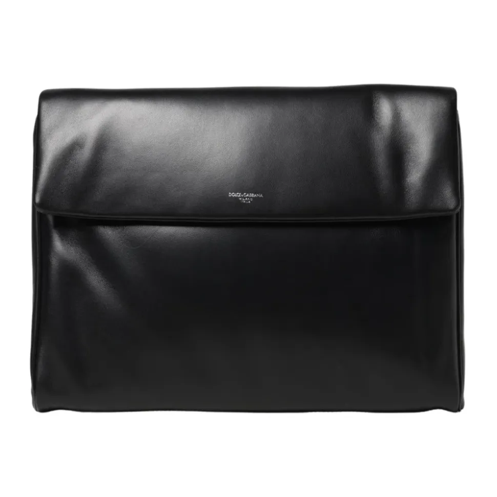 Sort skinnveske-clutch
