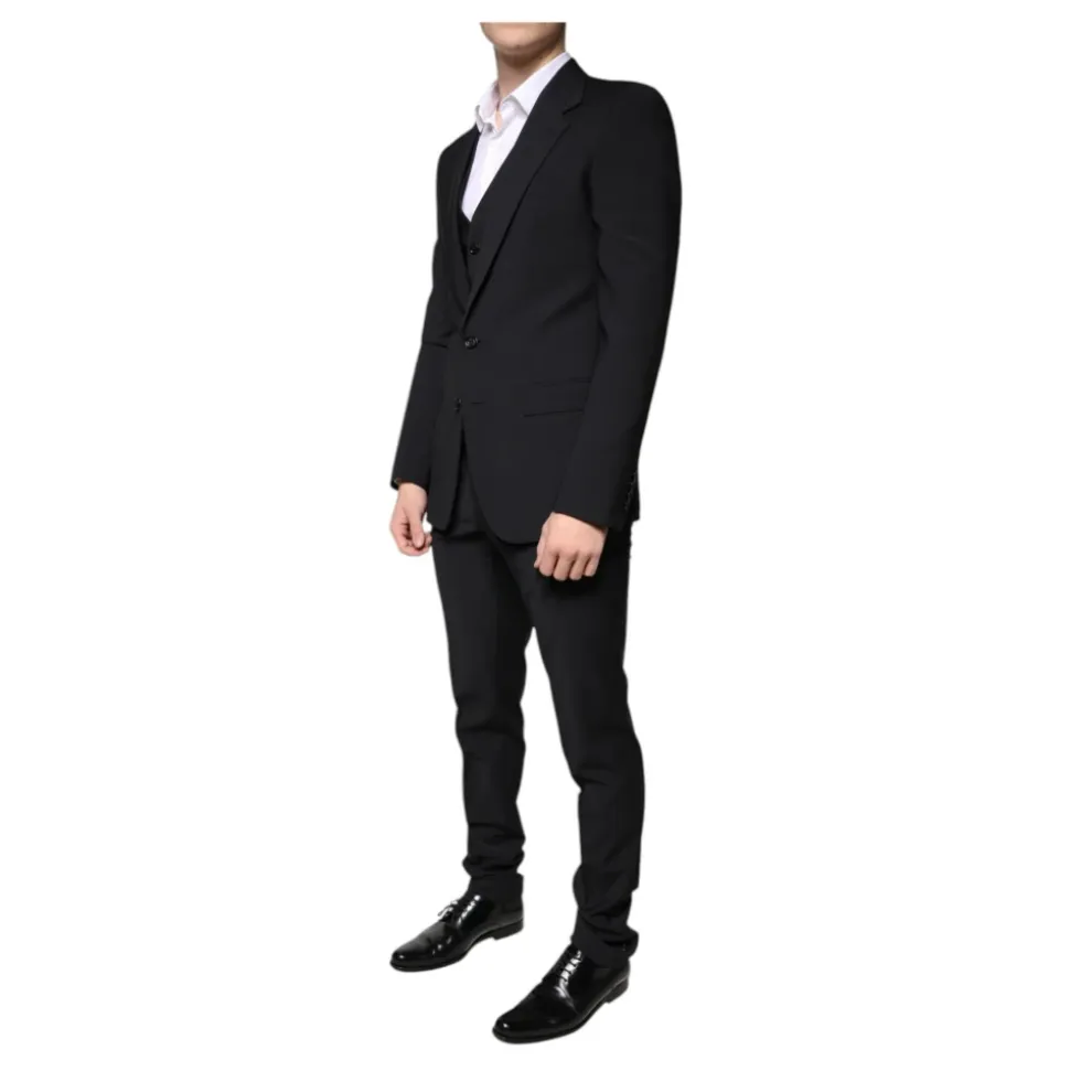 Sort ull Slim Fit 3-delt dress