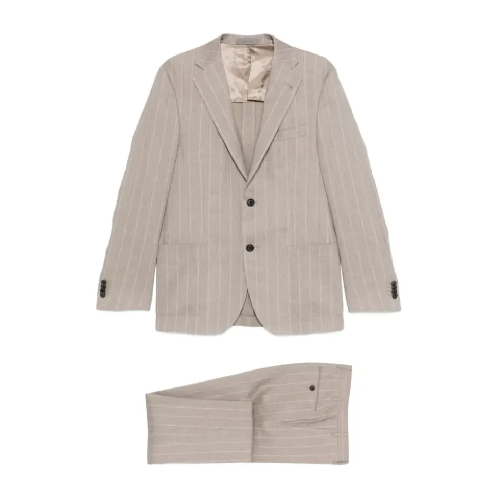 Stripet dress i lin/ull