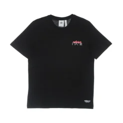 Svart Crew Neck Tee med Logo Print