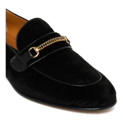 Svarte formelle loafers med gylden detalj