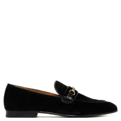 Svarte formelle loafers med gylden detalj