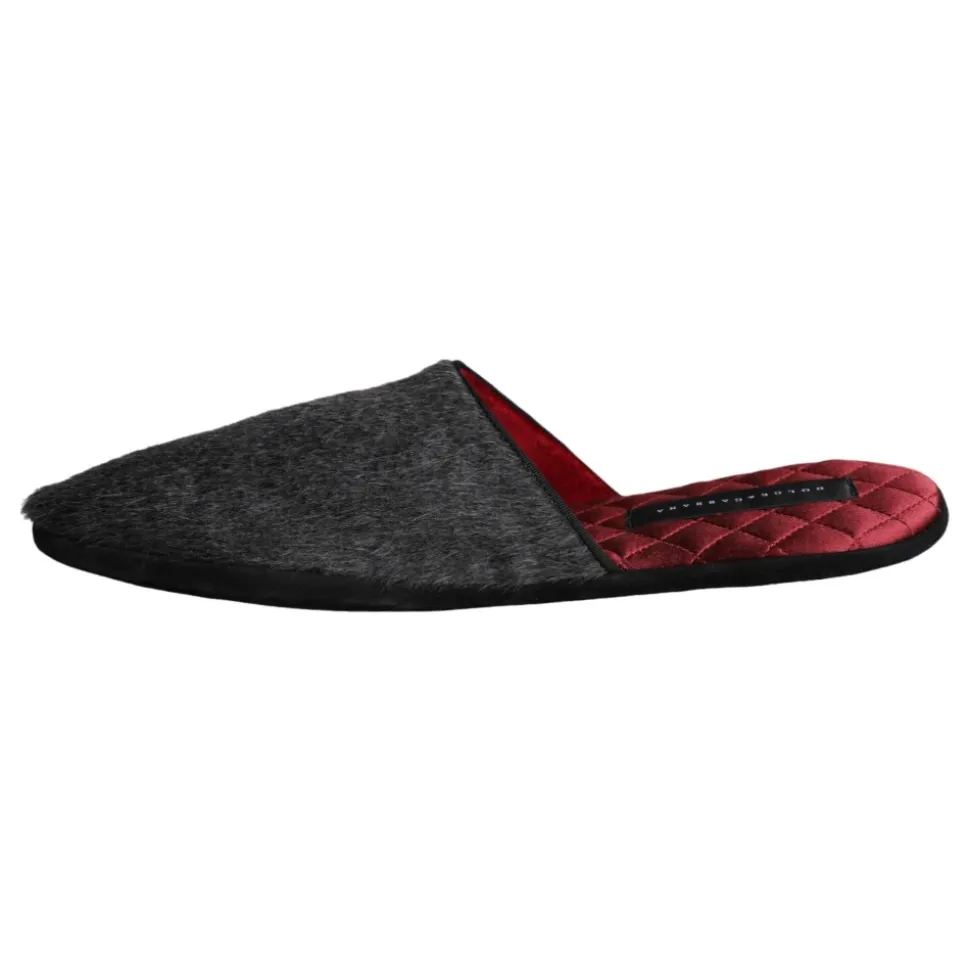 Svarte Imitert Pels Slip On Sko