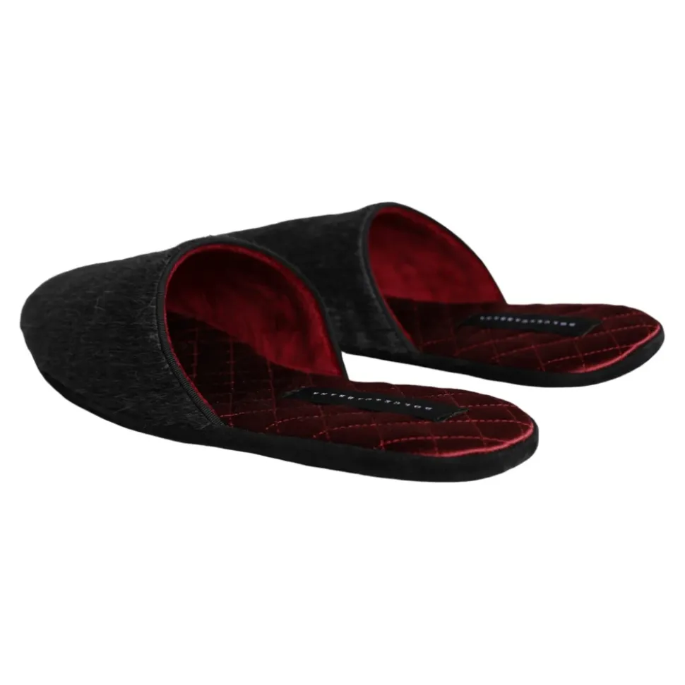 Svarte Imitert Pels Slip On Sko