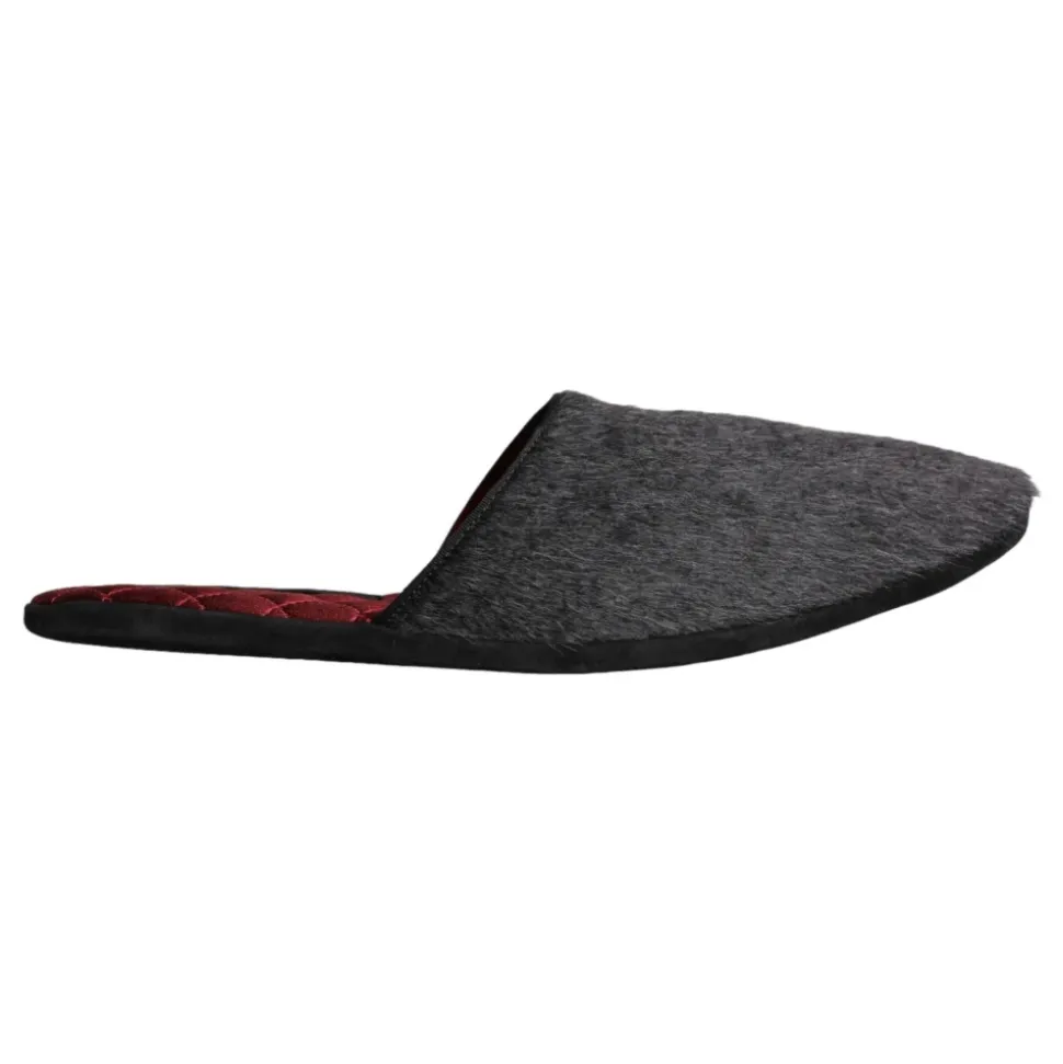 Svarte Imitert Pels Slip On Sko