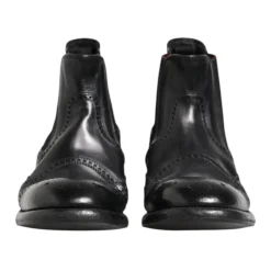 Svarte skinnankelstøvler slip on