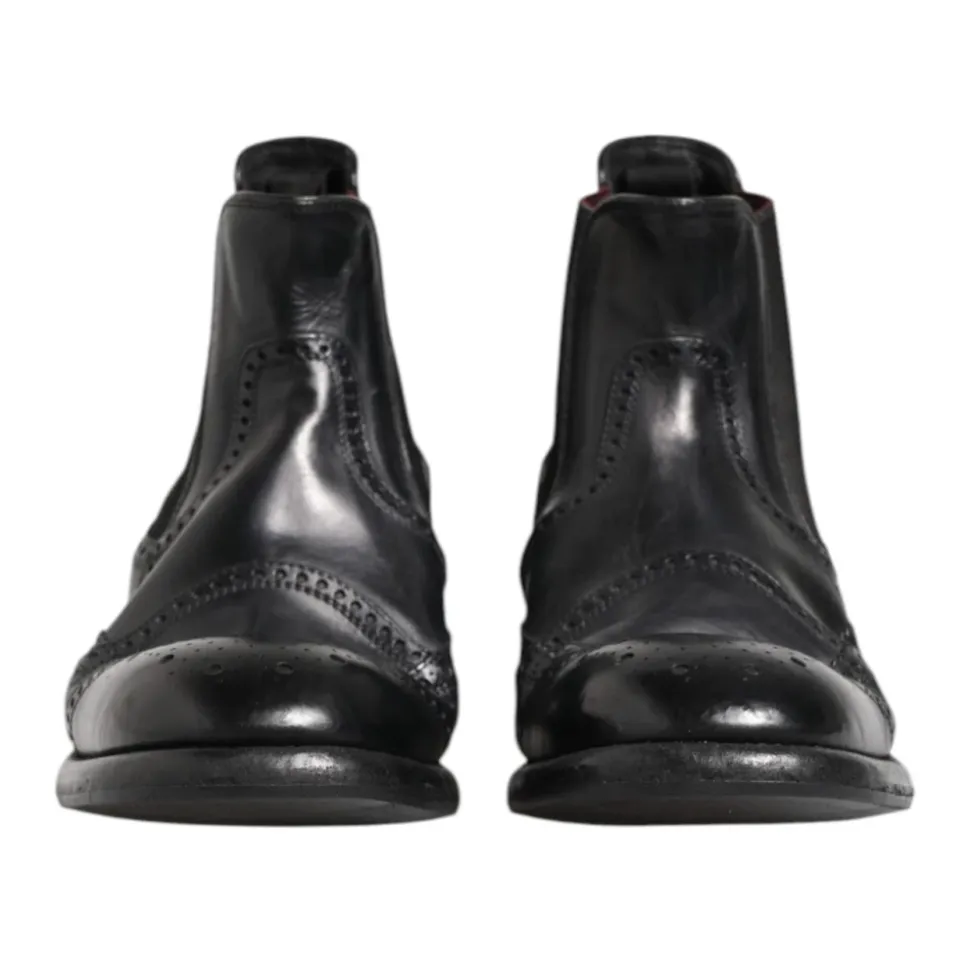 Svarte skinnankelstøvler slip on