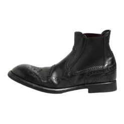Svarte skinnankelstøvler slip on