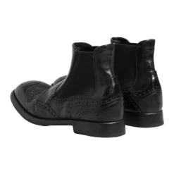 Svarte skinnankelstøvler slip on