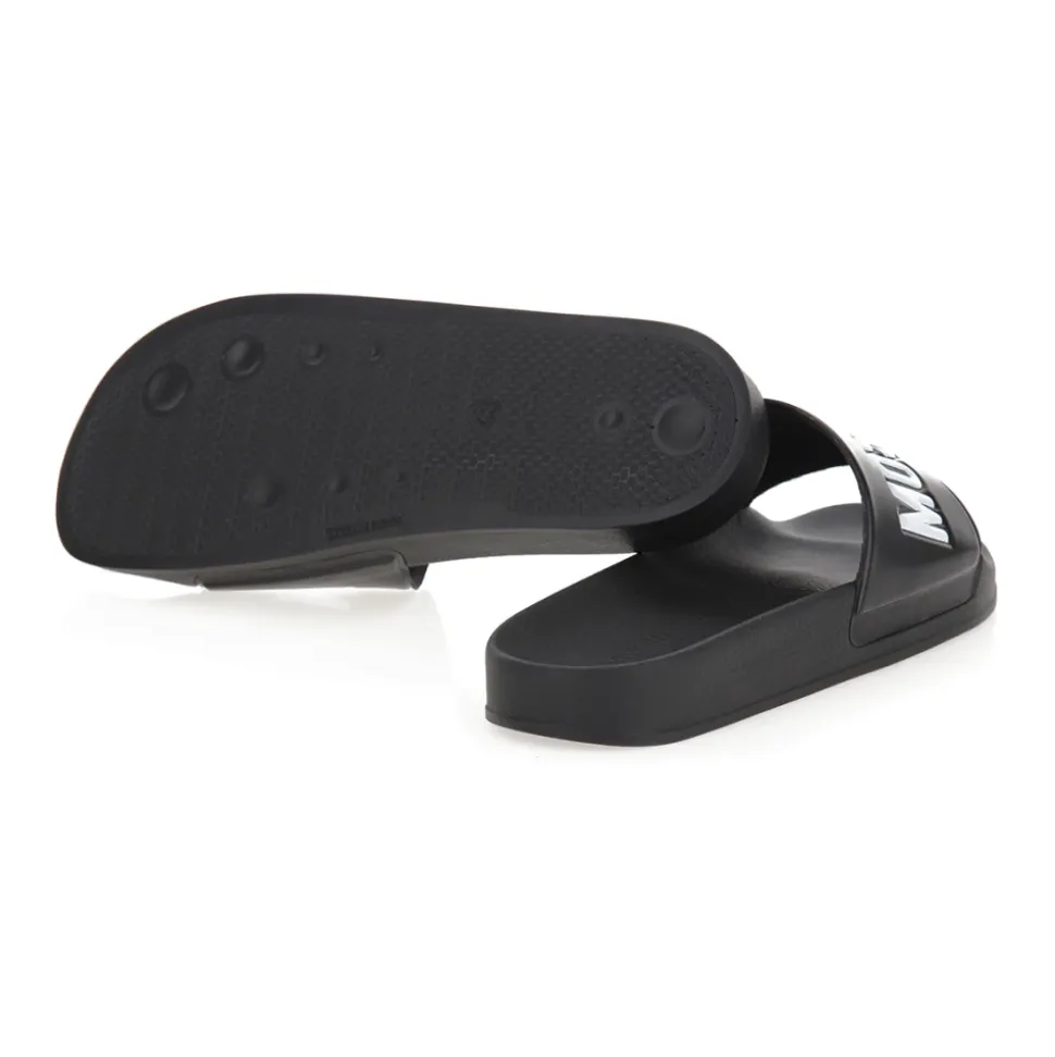 Svart Logo Gummi Pool Slides