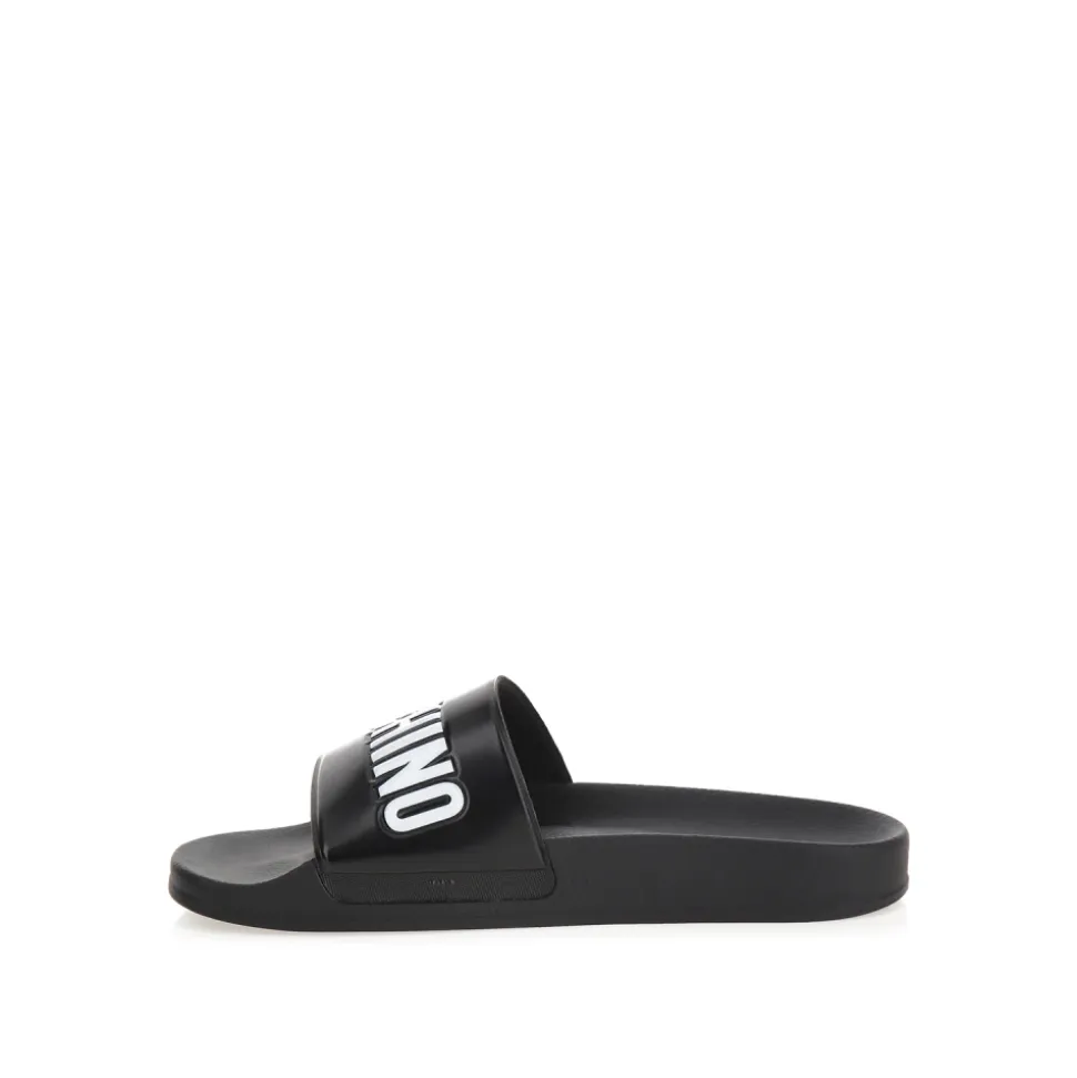 Svart Logo Gummi Pool Slides