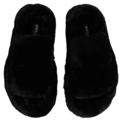 Svart Velvet Slides Tøfler Sko