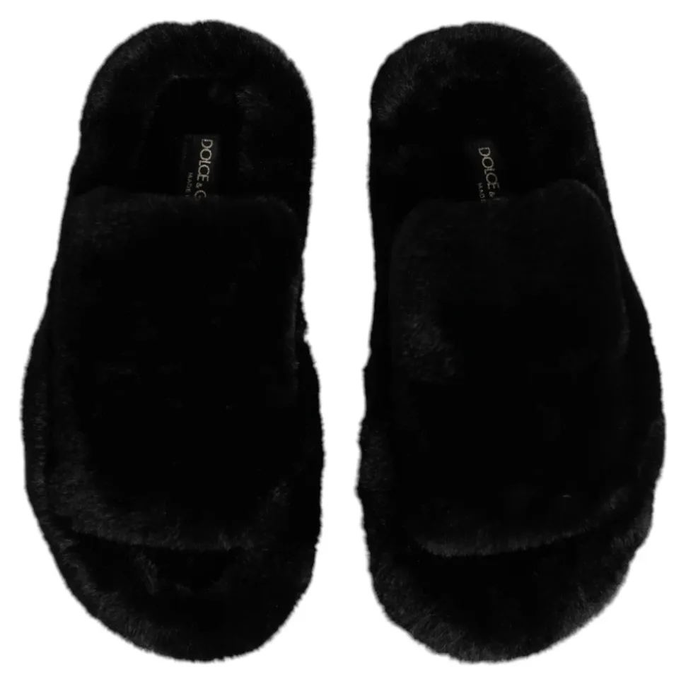 Svart Velvet Slides Tøfler Sko