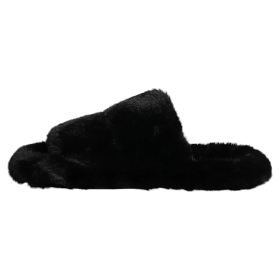 Svart Velvet Slides Tøfler Sko