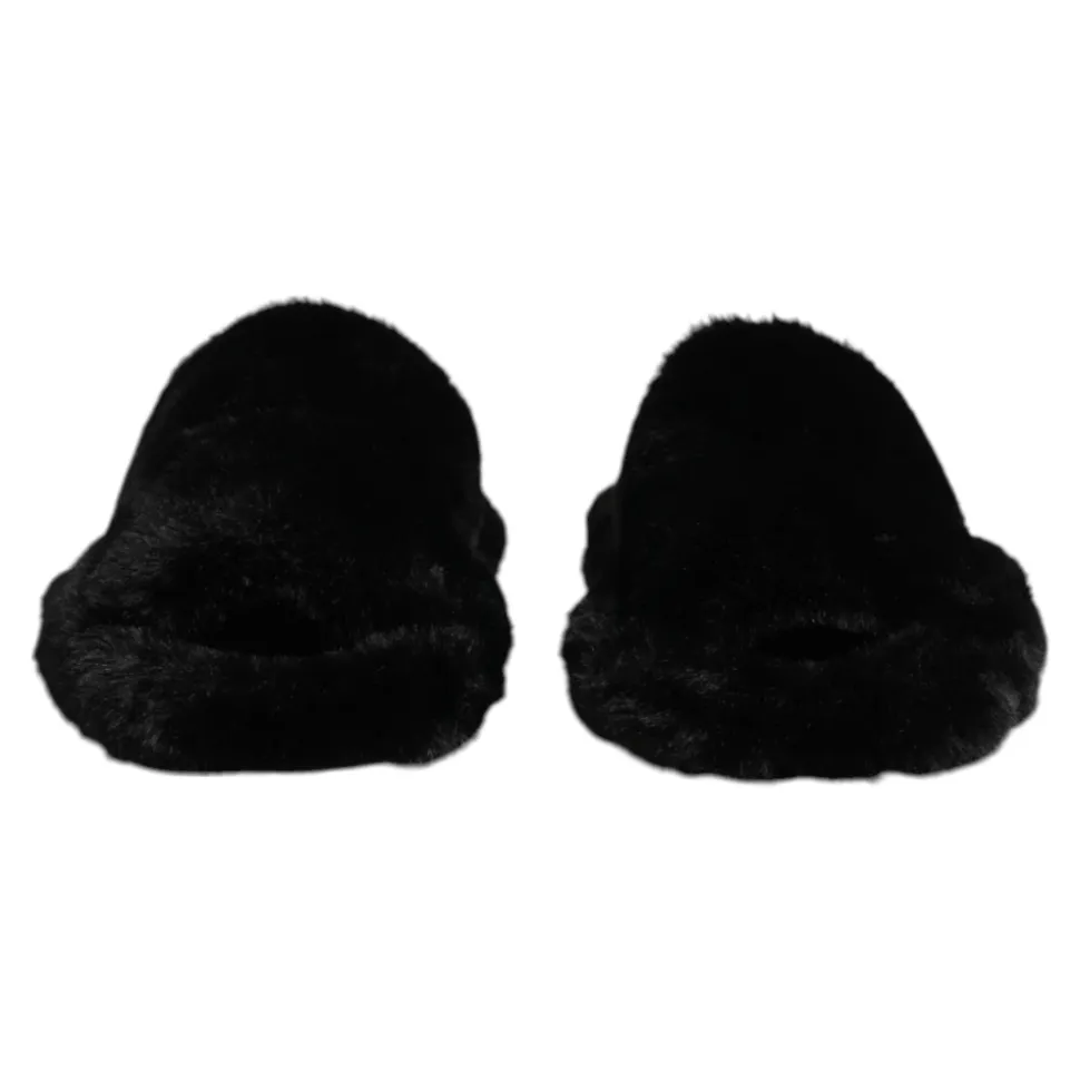 Svart Velvet Slides Tøfler Sko