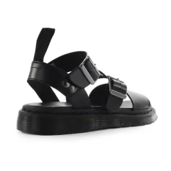 Svart voksbehandlet skinn sandal med remmer